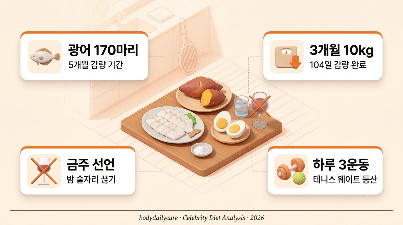 광어회 계란 고구마 성시경 다이어트 식단 인포그래픽 - 3개월 10kg 감량 방법