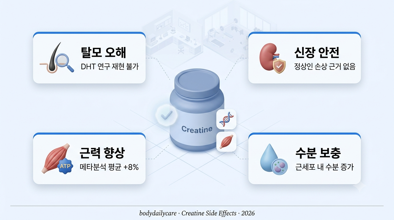 크레아틴 부작용, 탈모·신장 손상 걱정된다면 먼저 읽어보세요