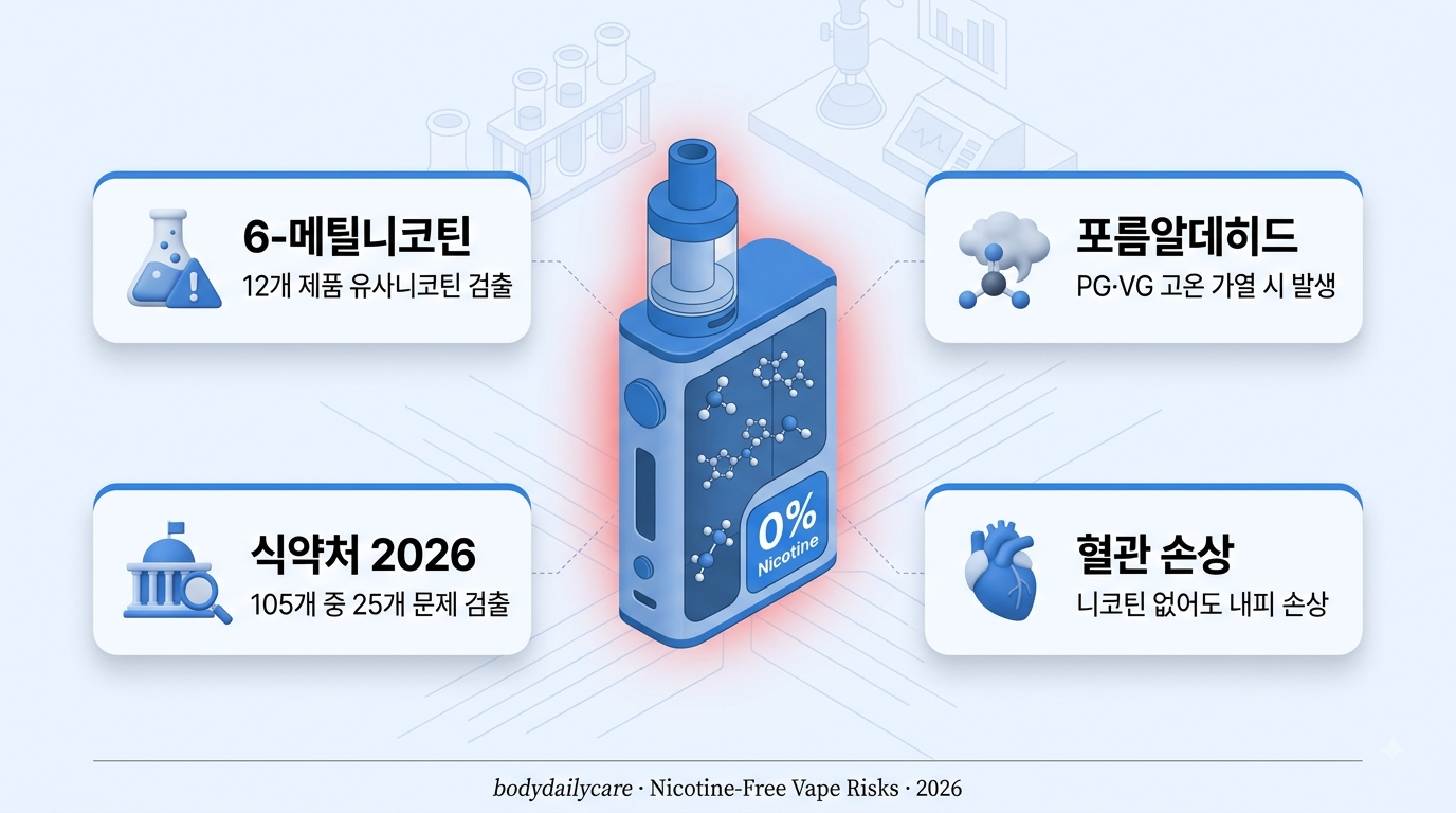무니코틴 전자담배 유해성 - PG VG 포름알데히드 6-메틸니코틴 인포그래픽